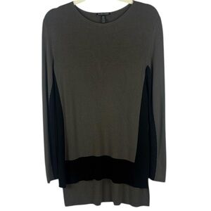 Eileen Fisher Classy Neutral Minimalist Ribbed Black Gray Knit Top  Size XS